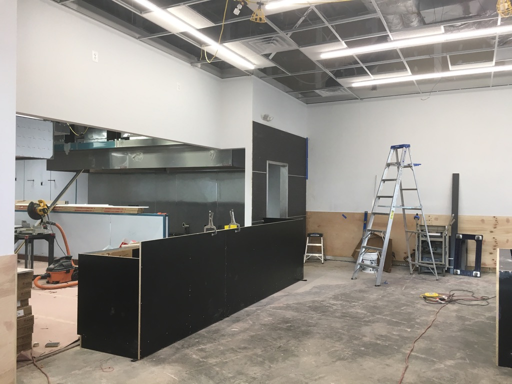 Service and kitchen area taking shape during construction