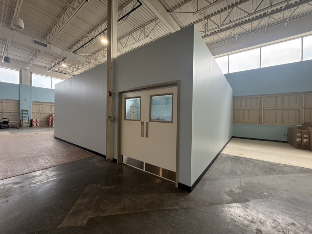 Enclosed commercial area completed with new double doors