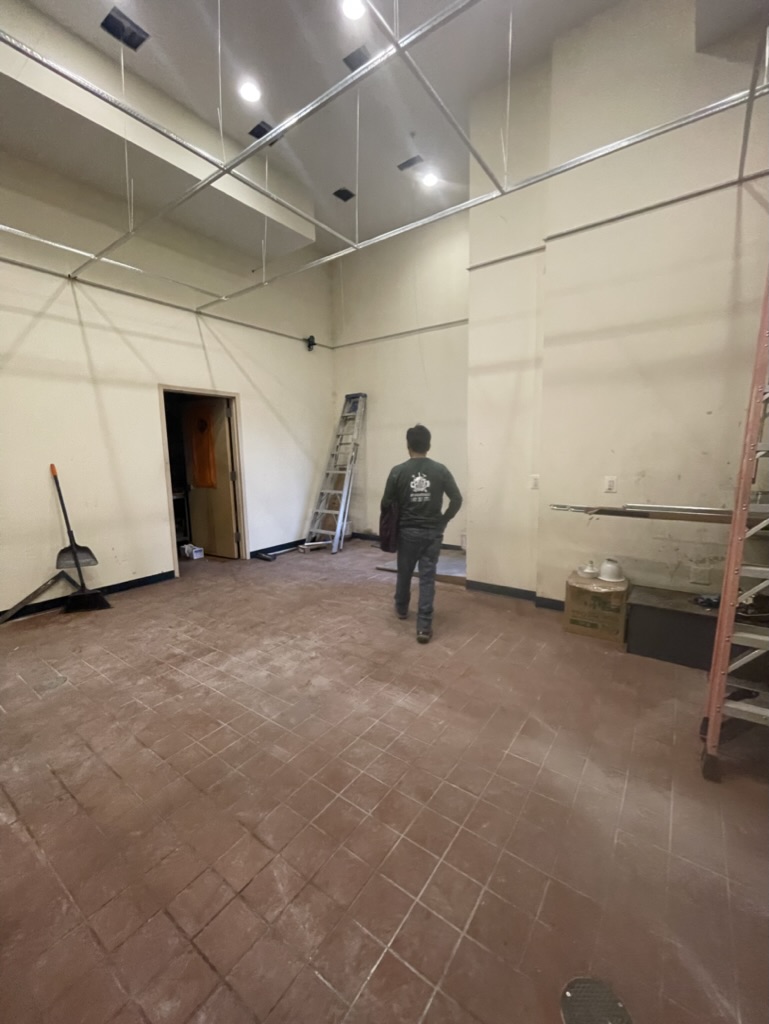 Existing kitchen area before renovation and utility work
