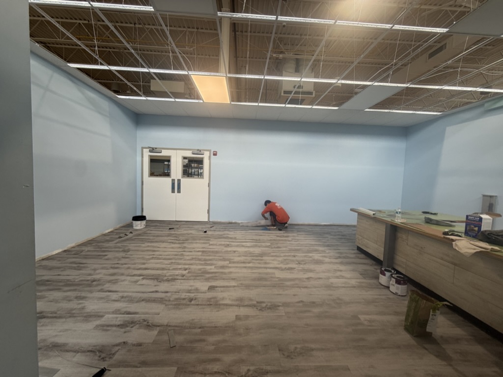 LVT flooring installation and interior finishing