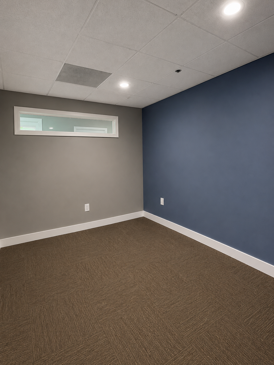 Office Tenant Improvement Renovation — completed office with accent wall