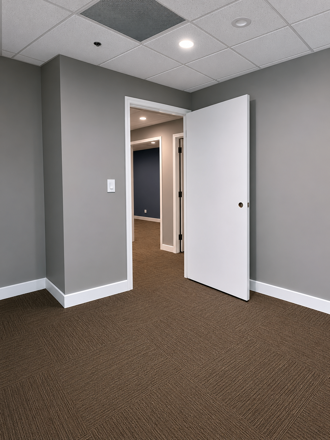 Office Tenant Improvement Renovation — completed office and trim work