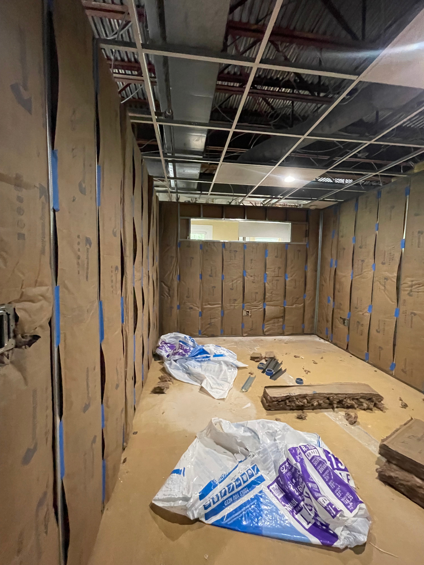 Office Tenant Improvement Renovation — insulated framing and ceiling grid
